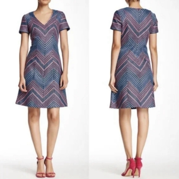 Shoshanna Dresses & Skirts - Shoshanna neon tweed Liasa chevron dress